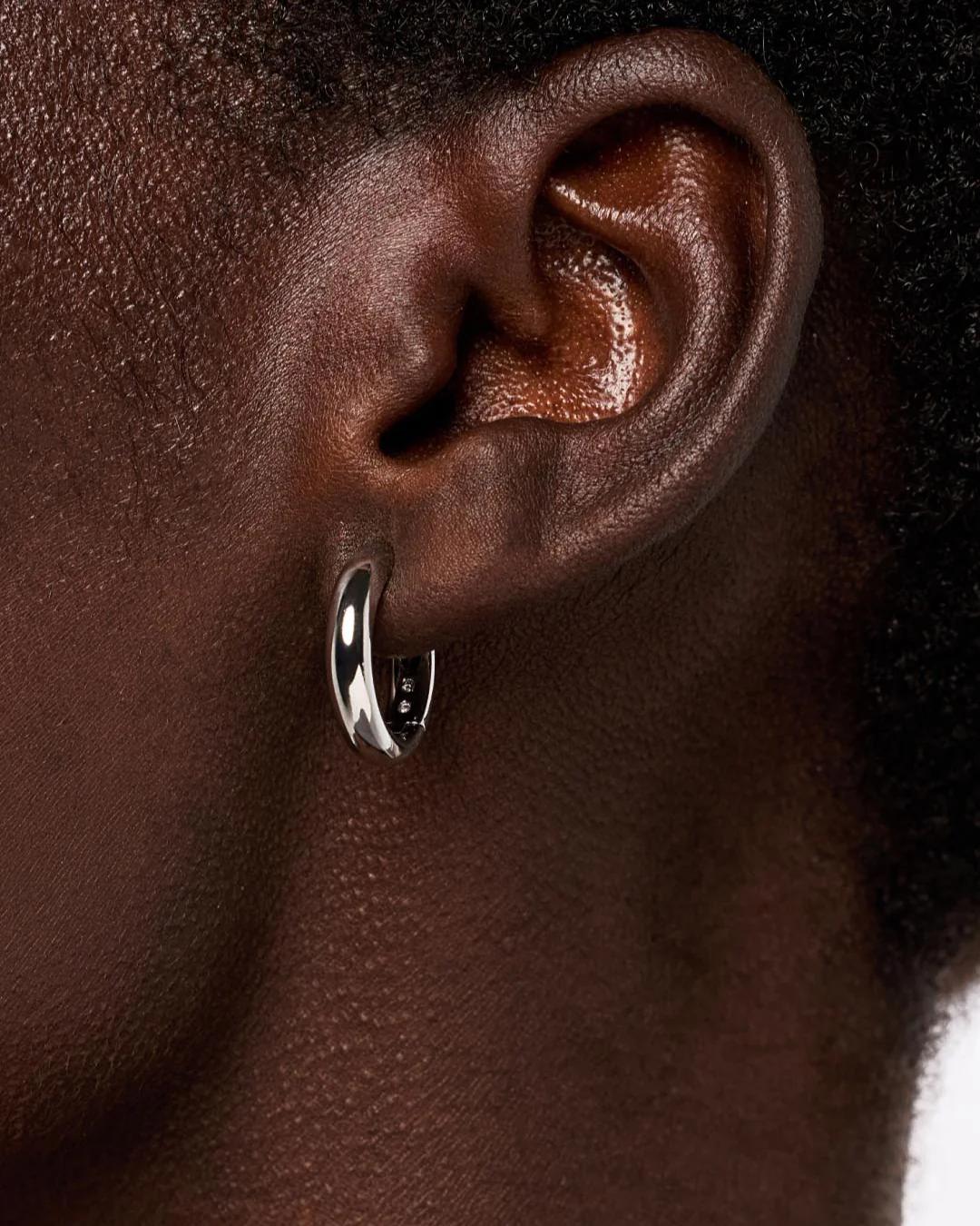 Silver Hoop Earrings - Giulia Medium Silver - Image 3