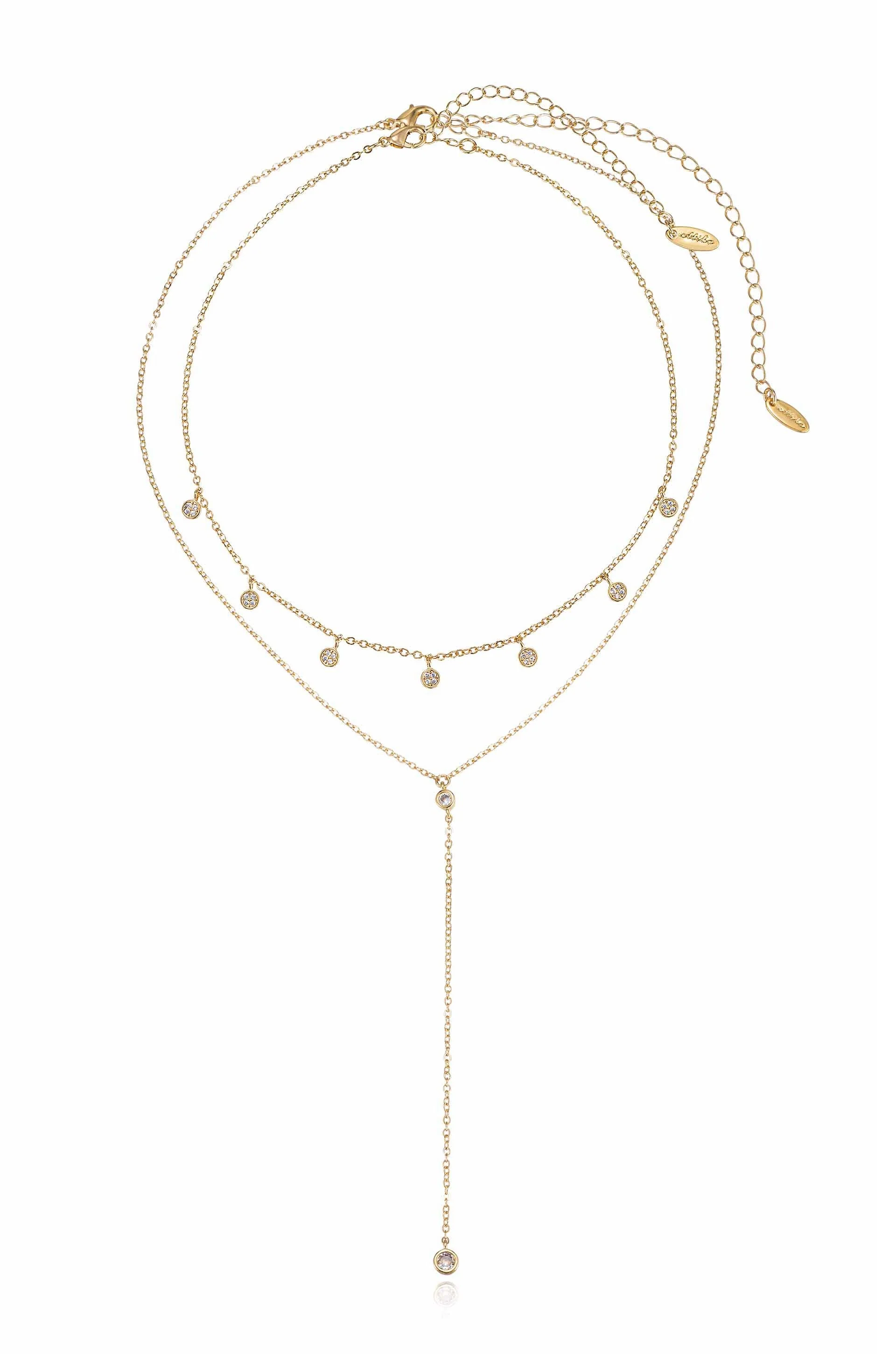 Simplistic Crystal Lariat Necklace Set - Image 3