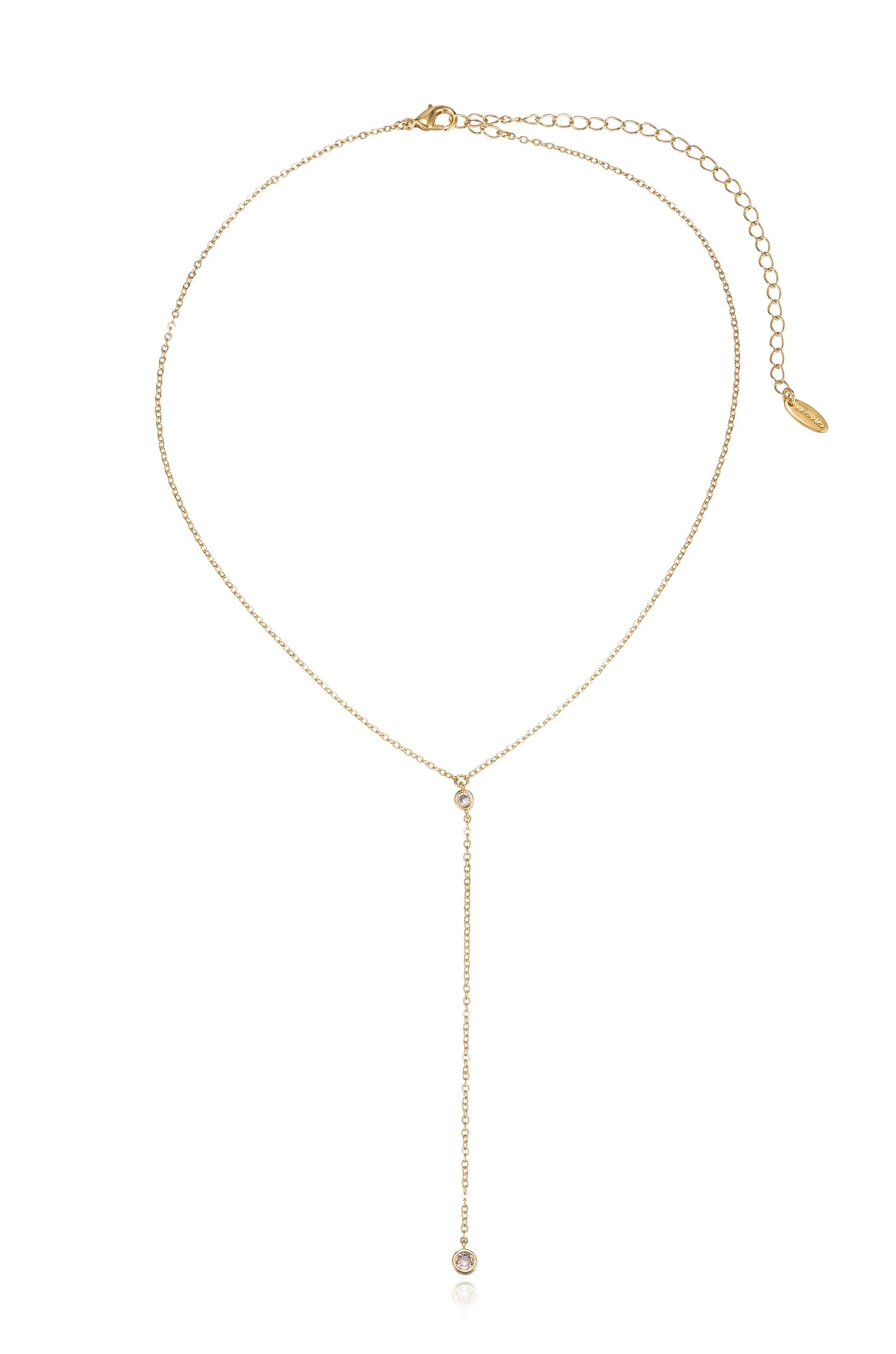 Simplistic Crystal Lariat Necklace Set - Image 6