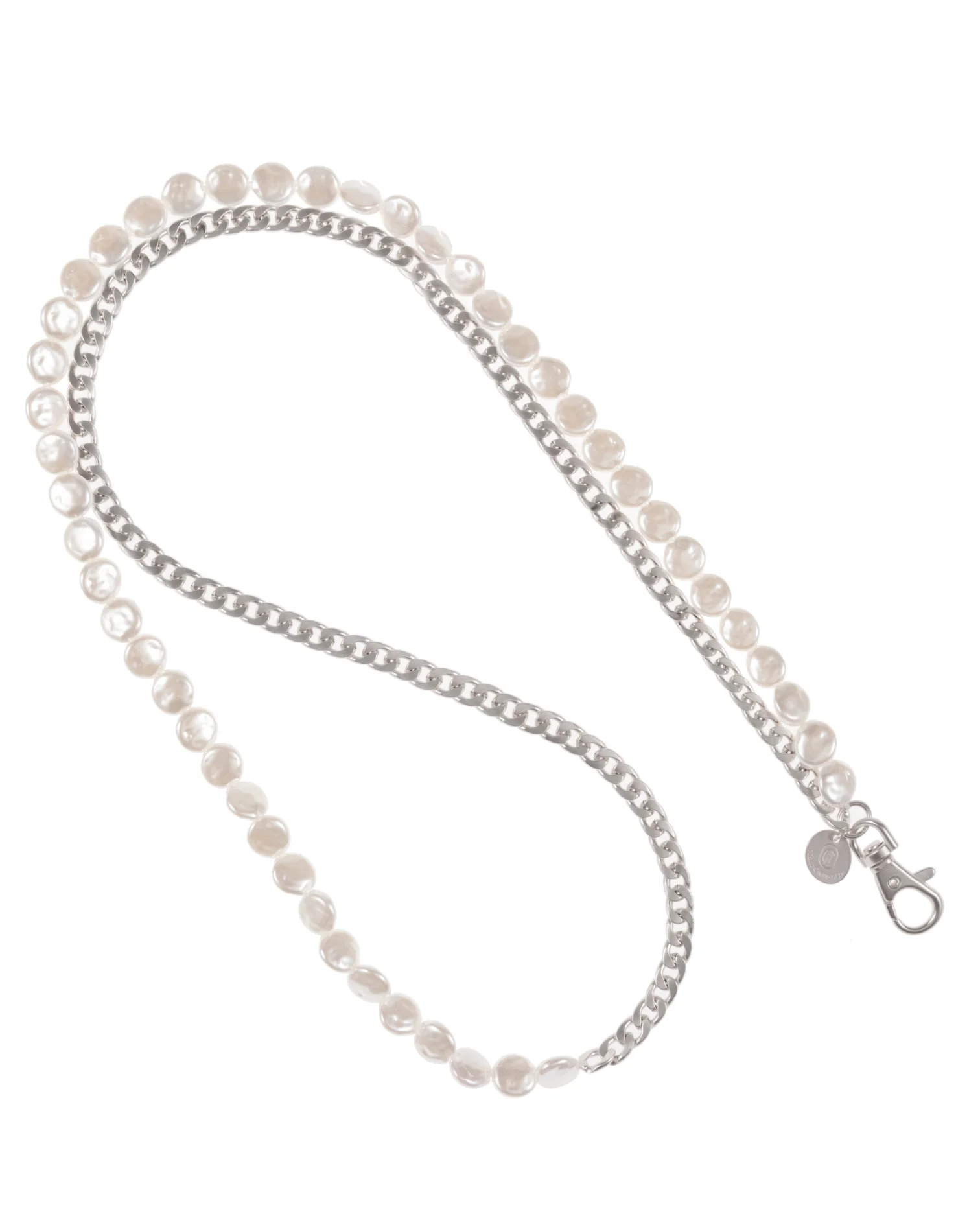 Something About Silver - Matte Silver & Pearl Crossbody Phone Chain - Image 3