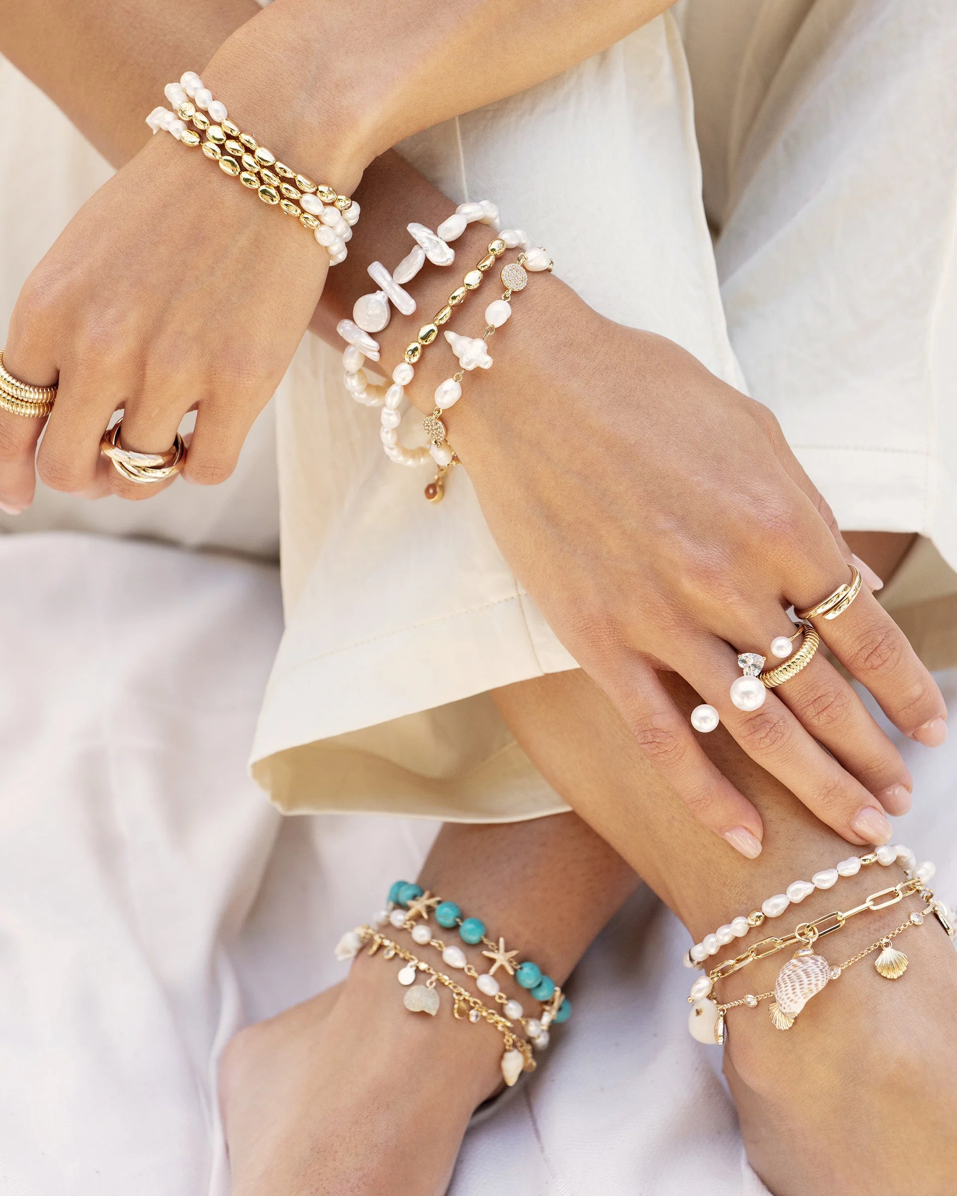 Starfish and Turquoise Beaded Anklet - Image 5