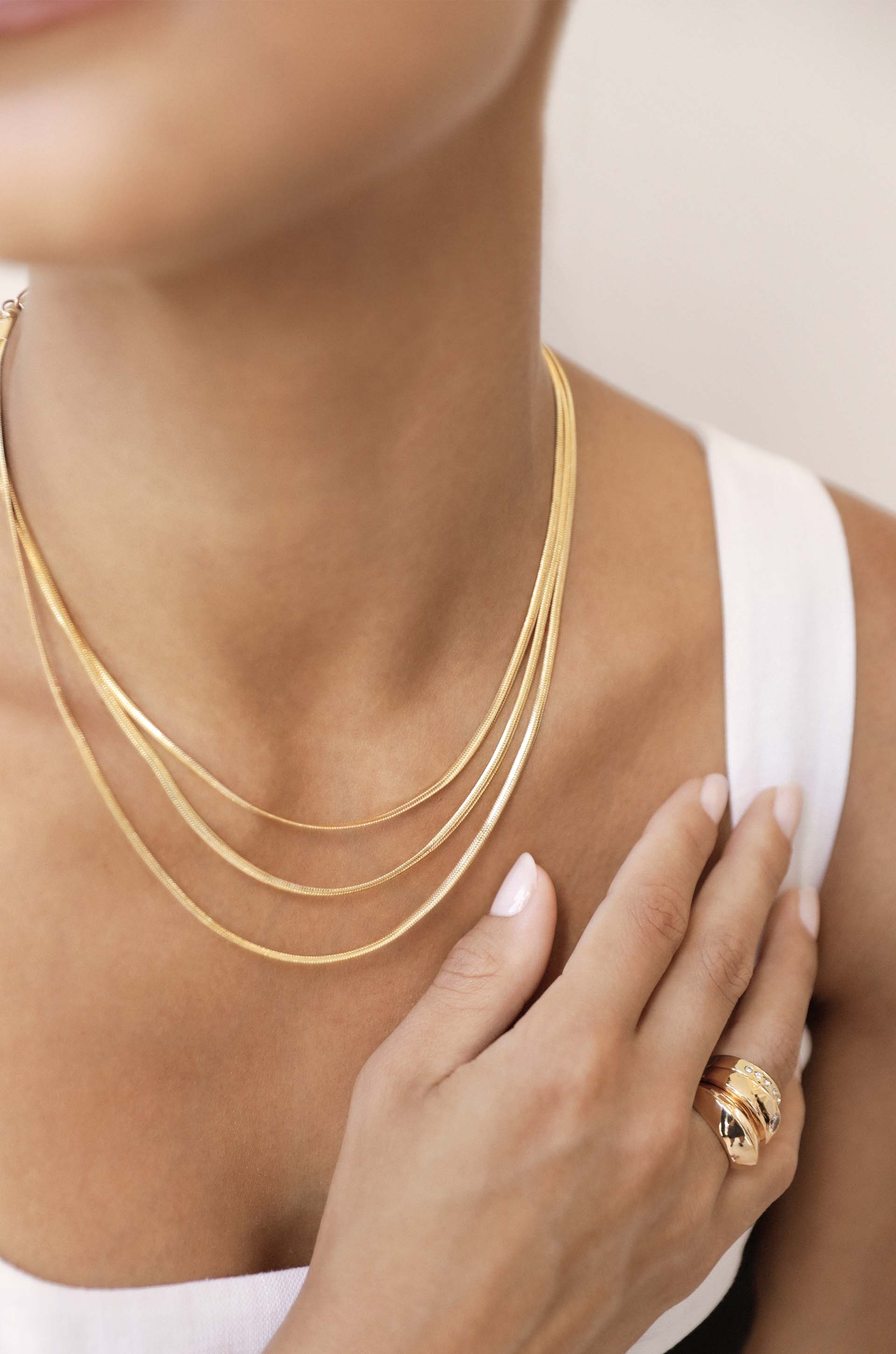 Triple Snake Chain Necklace - Image 2