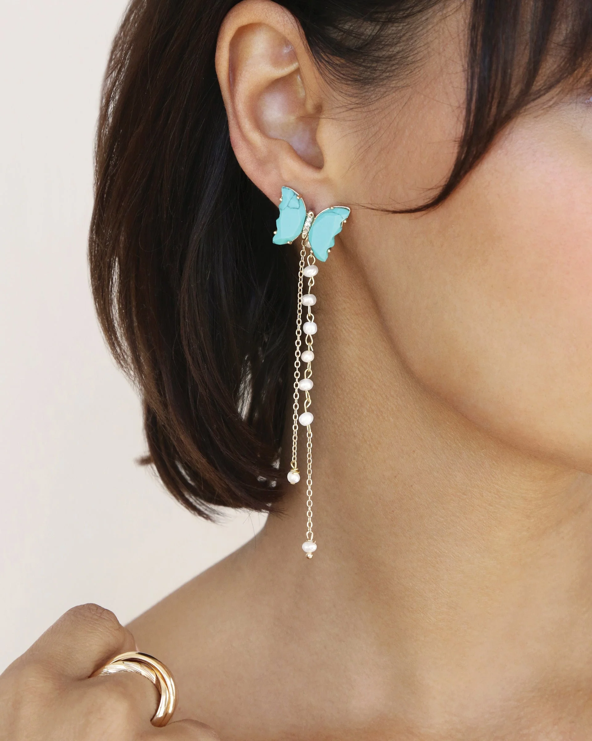 Turquoise Butterfly Dangle Earrings - Image 6
