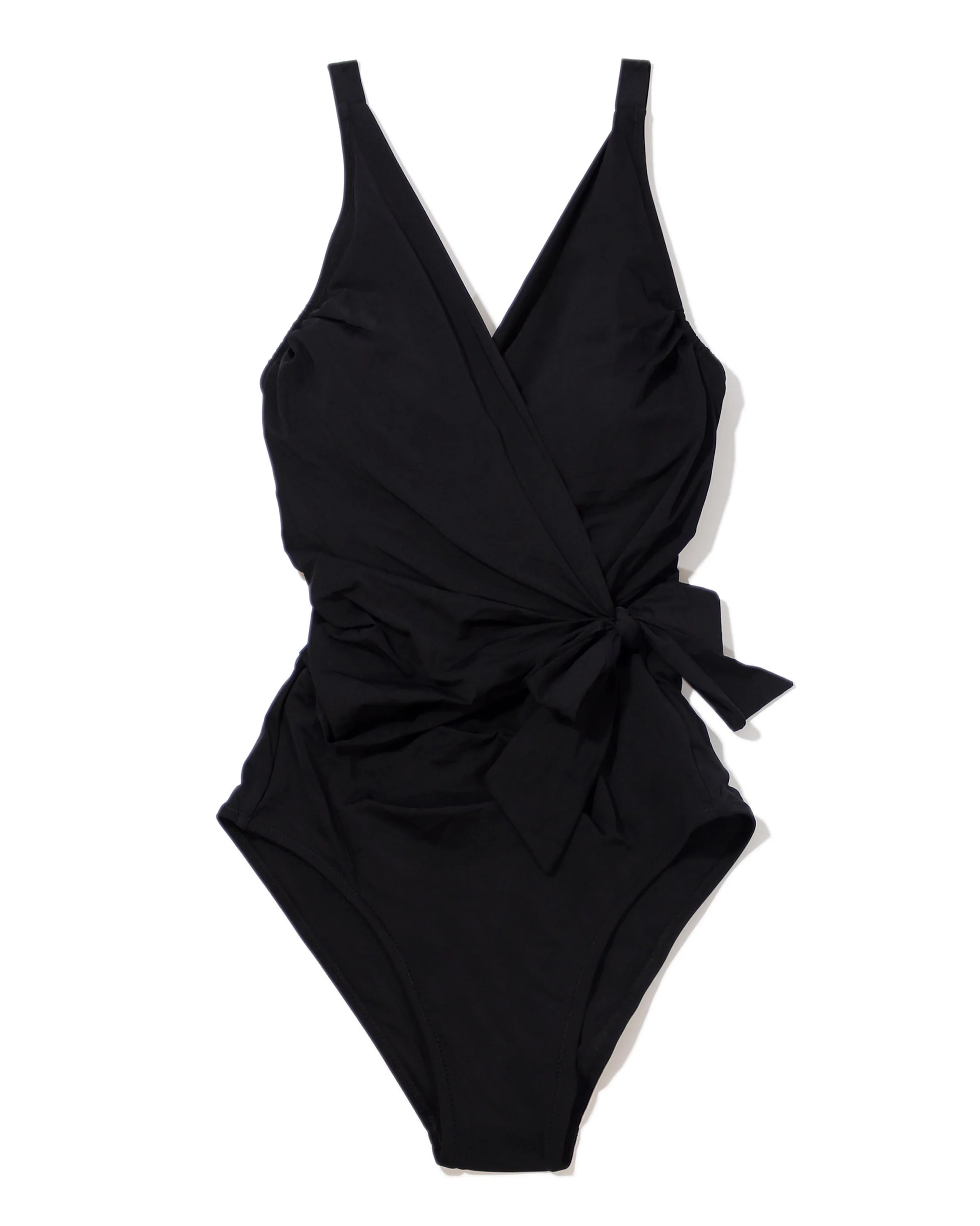 Wide Strap Wrap One Piece Swimsuit Black - Image 2